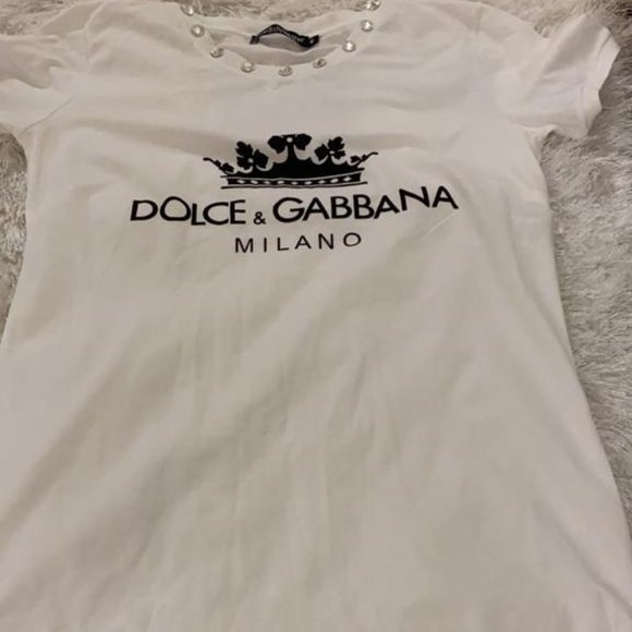 Tops - Dolce and Gabbana White Crown Logo T-shirt